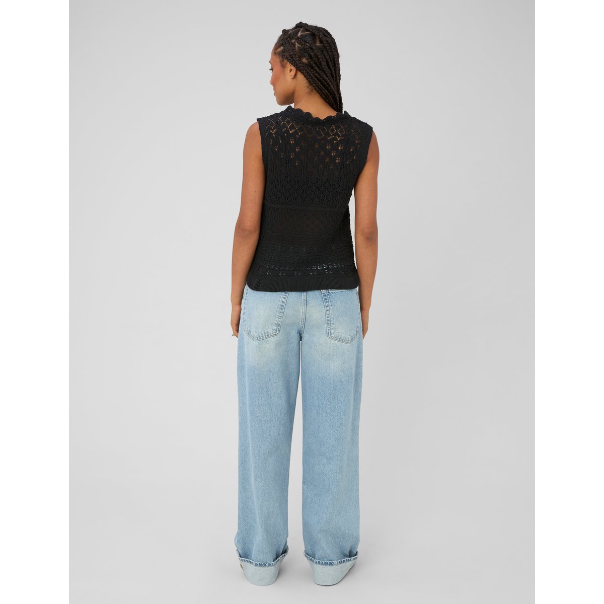 Gilet sans manches crochet noir, BZB