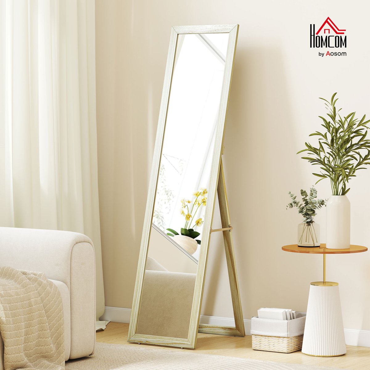 Miroir en pied MDF Bois naturel bois naturel, HOMCOM
