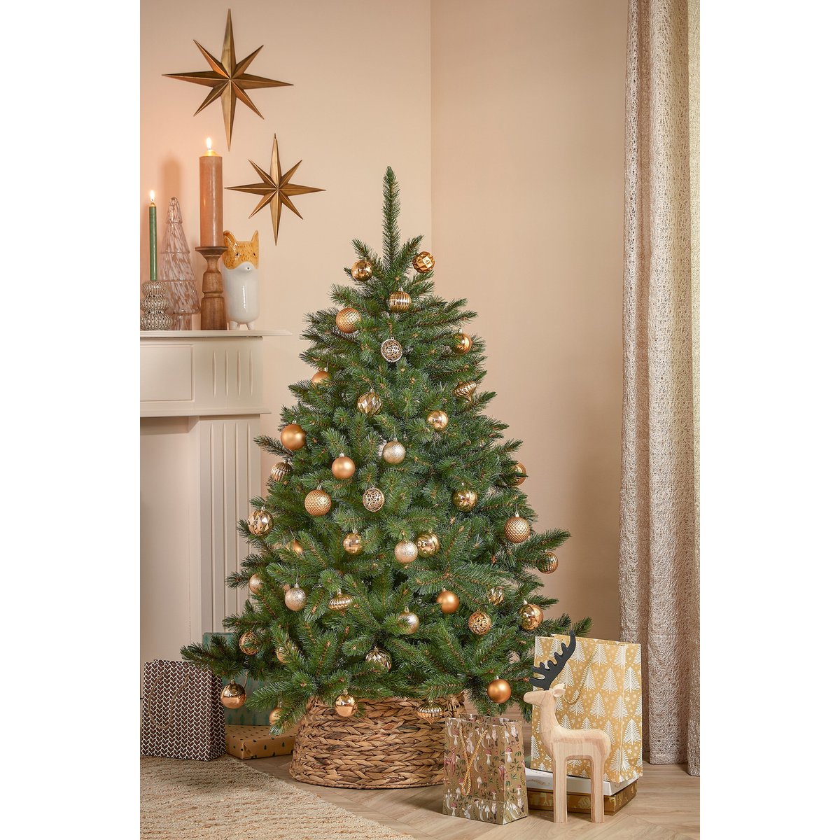 Cache-pied de sapin de Noël Ø47 cm WINTY brun, MICA DECORATIONS