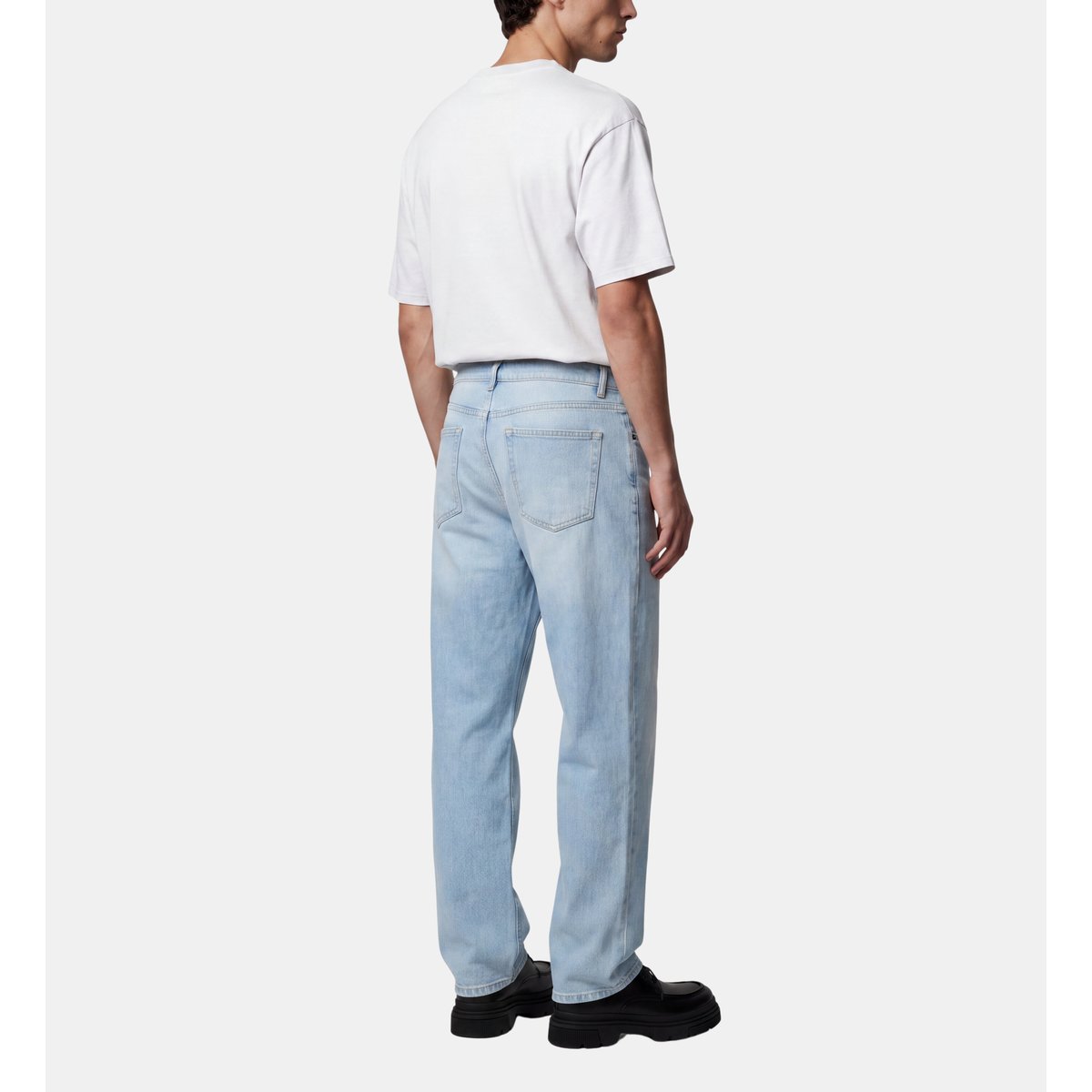 Jean rudenim droit en denim bleu jean délavé, GALERIES LAFAYETTE