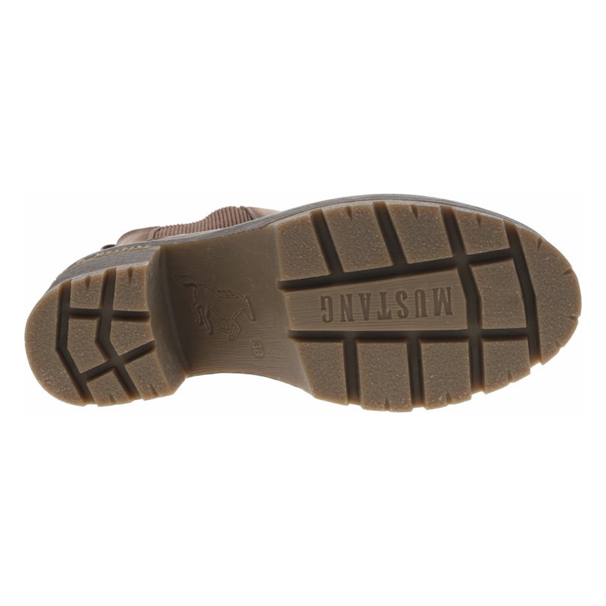 Boots cognac à talon décroché moyen avec un zip et un soufflet élastiqué taupe, MUSTANG