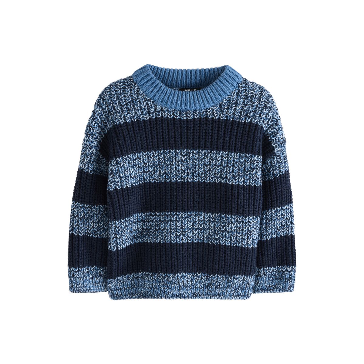 Pull ras du cou en maille rayé bleu/bleu marine, NEXT