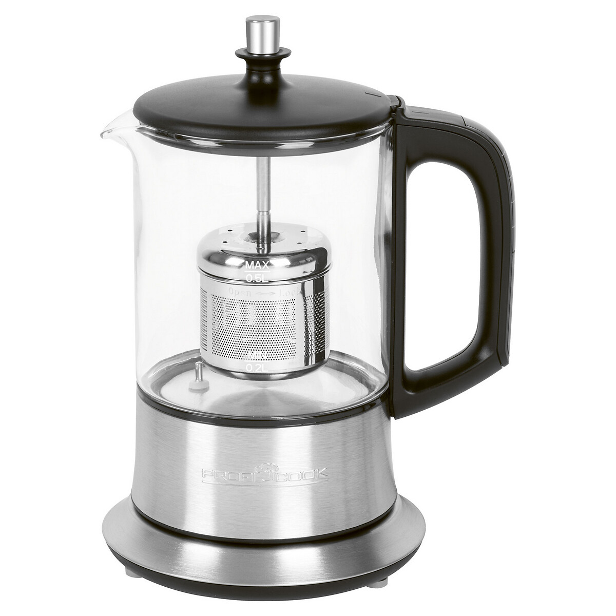 Jarro elétrico 2 em 1, 800 W, da Proficook inox, PROFICOOK