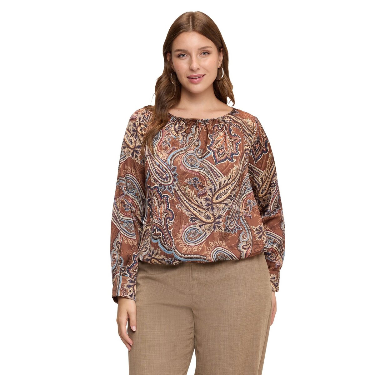 Blouse à imprimé paisley marron, FIORELLA RUBINO
