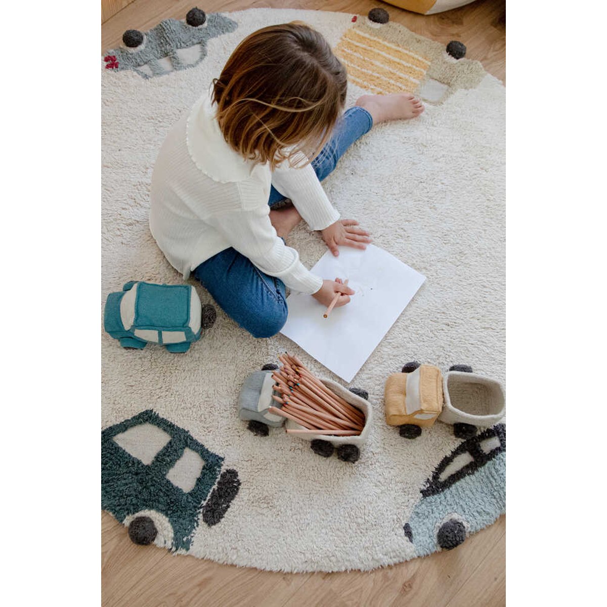 Tapis rond  en coton Wheels ECO-CITY multicolore, LORENA CANALS