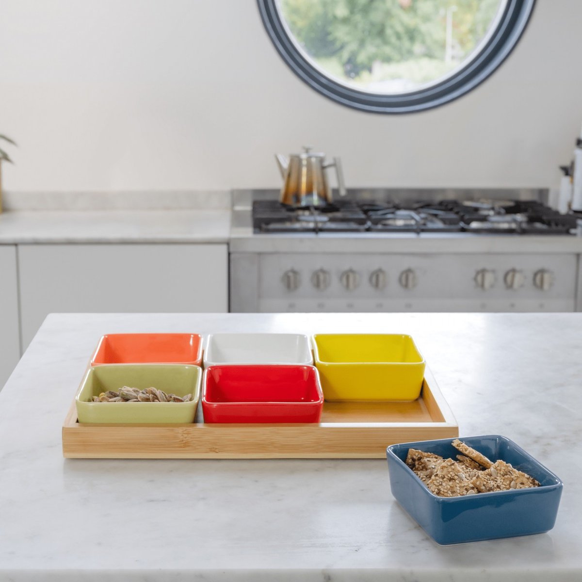 Bols apéritif design porcelaine plateau multicolore, REMEMBER