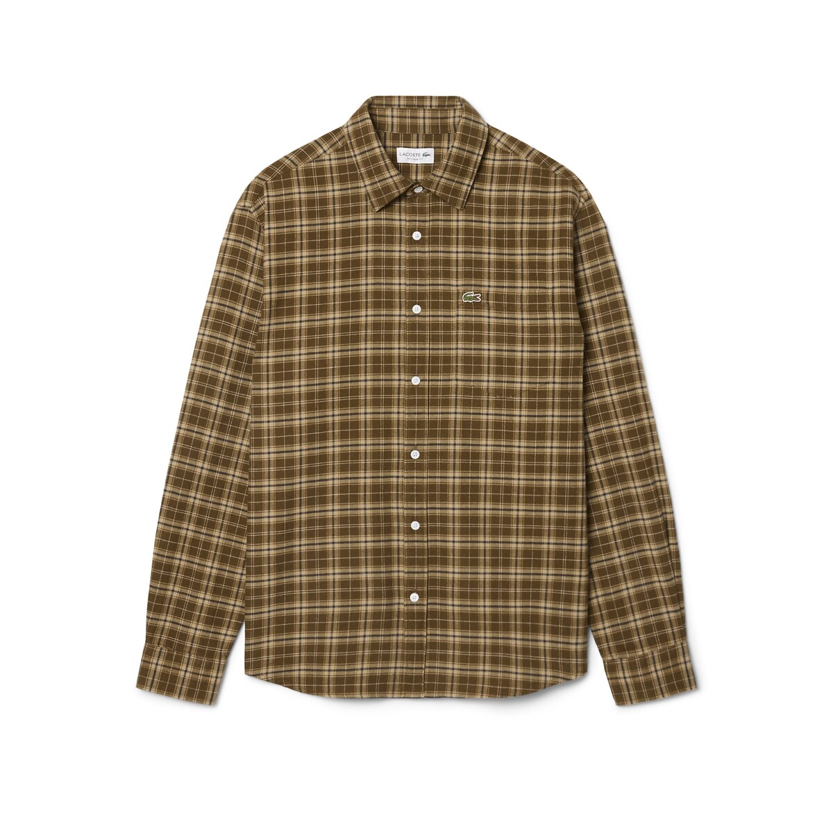 Camicia di flanella, vestibilità regolare quadrati marrone/beige, LACOSTE