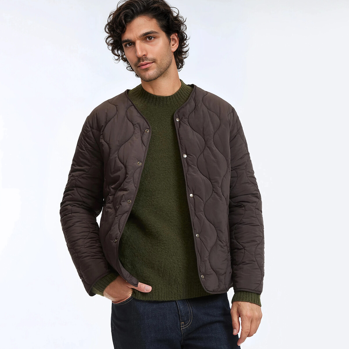 2-in-1 Jacket with Corduroy Collar khaki, LA REDOUTE COLLECTIONS