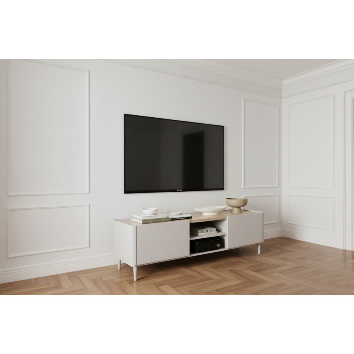 Meuble TV 170 cm , ANYRA beige, BOBOCHIC