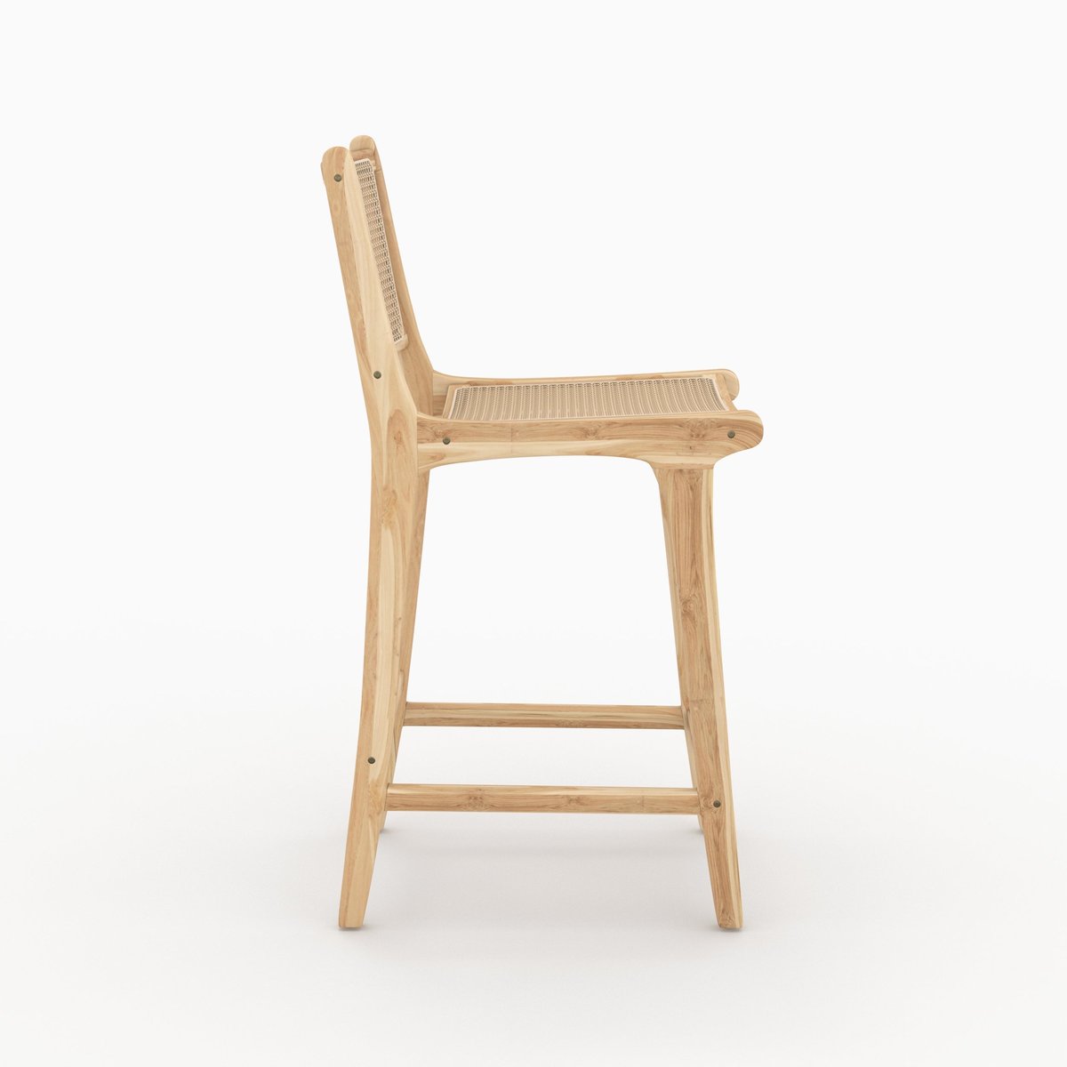 Lot de 2 chaises pour îlot central en teck et cannage rotin 66,5 cm - KYLA naturelle, MAISON PAVANE