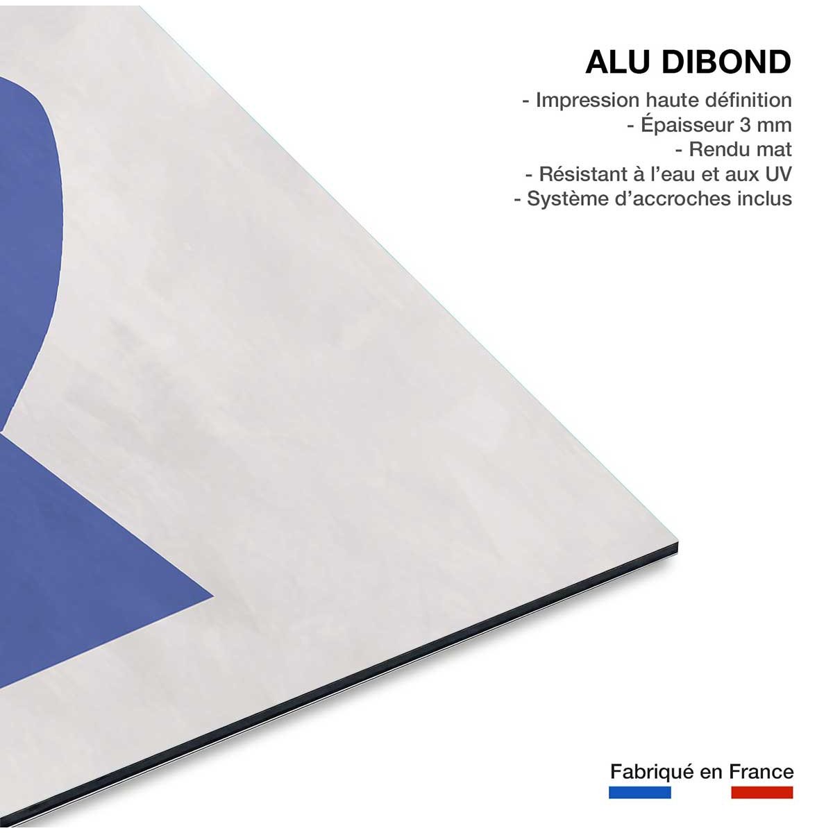 Tableau courbe bleue grecque tableau alu dibond, HEXOA