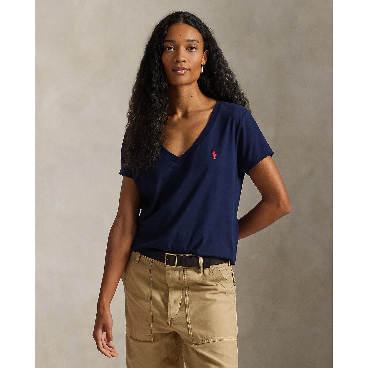 T-shirt col V à manches courtes marine, POLO RALPH LAUREN