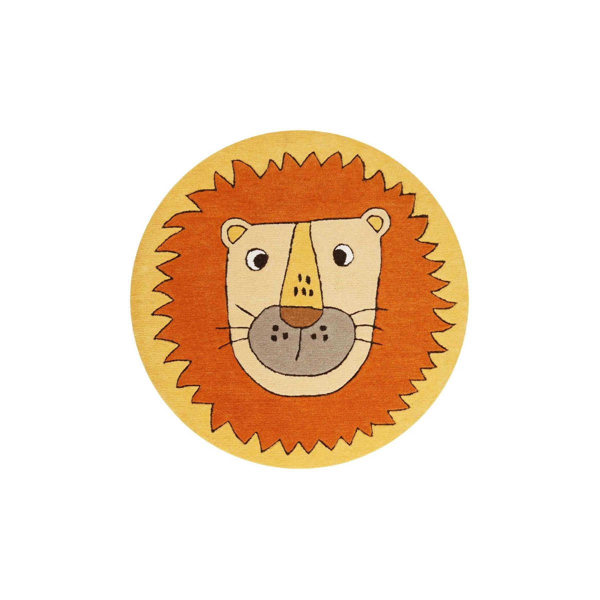 Tapis enfant rond motif lion , LINUS orange, SMART KIDS