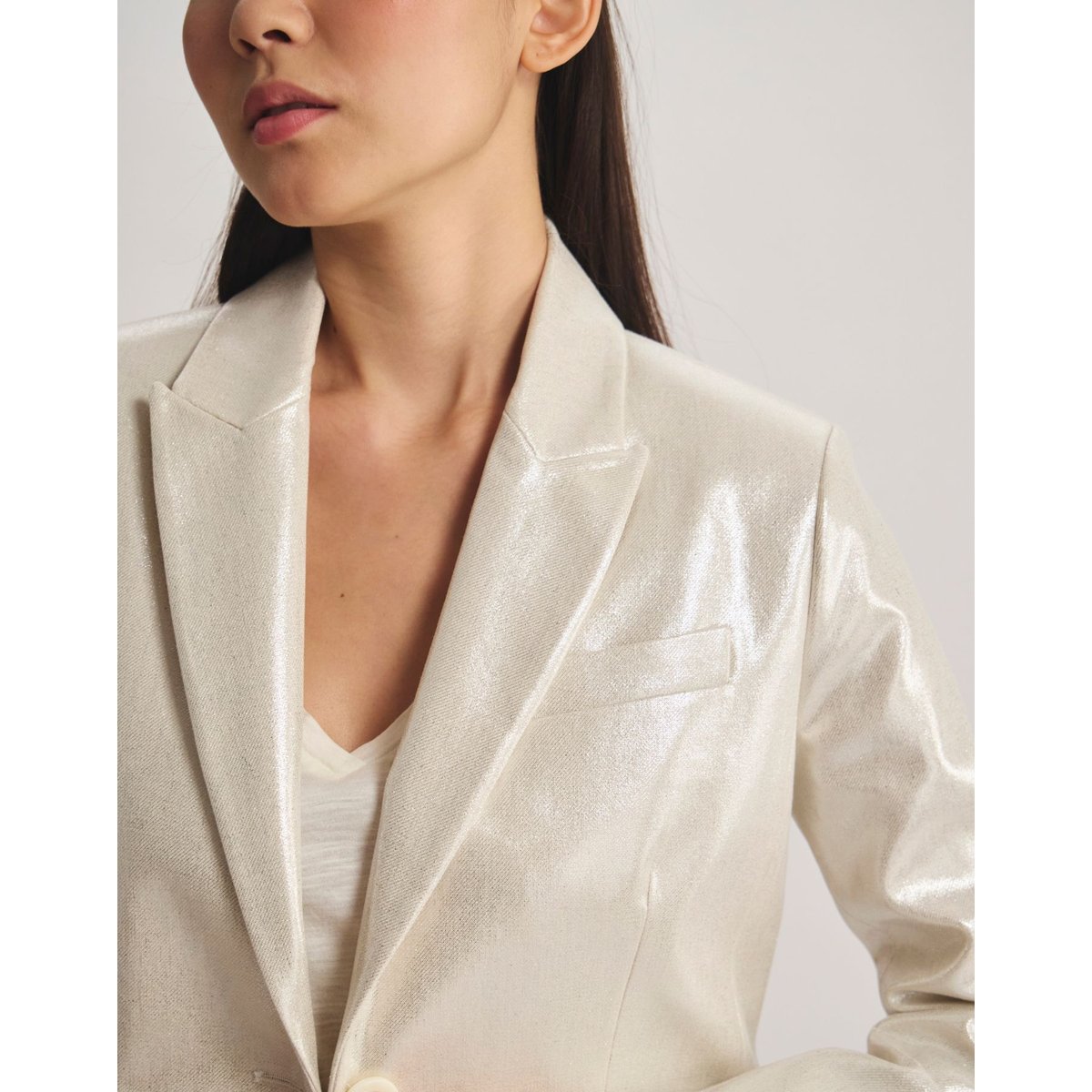 Veste Nicoletta en coton argent, INES DE LA FRESSANGE PARIS