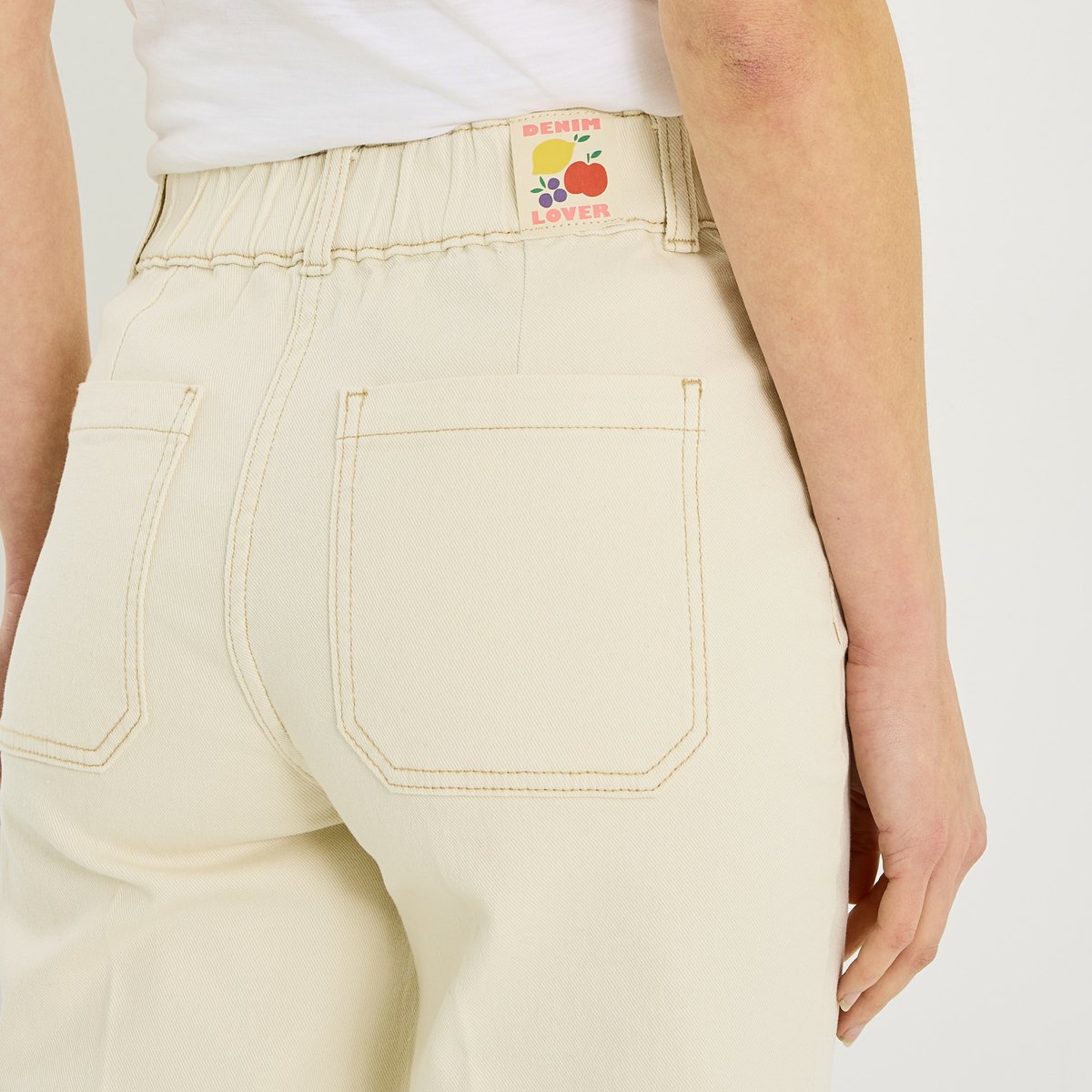 Jean flare raccourci NAPOLI RF02 blanc cassé ecru, GRAIN DE MALICE