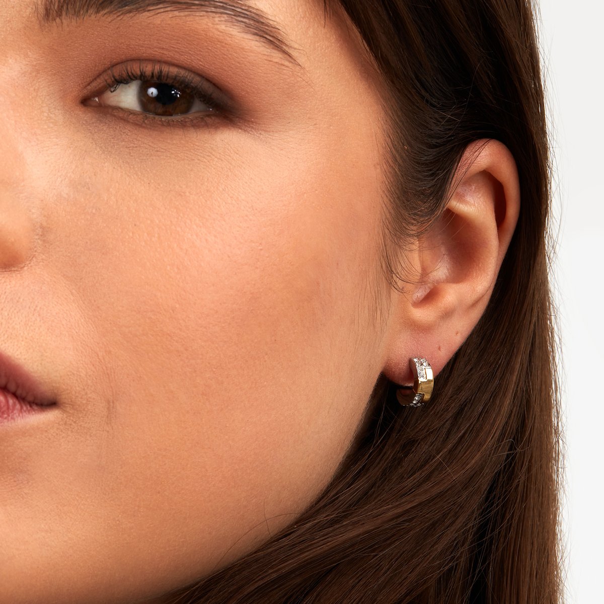 Boucles D'Oreilles en acier,cristaux, T-LOGO argent, or, TRUSSARDI