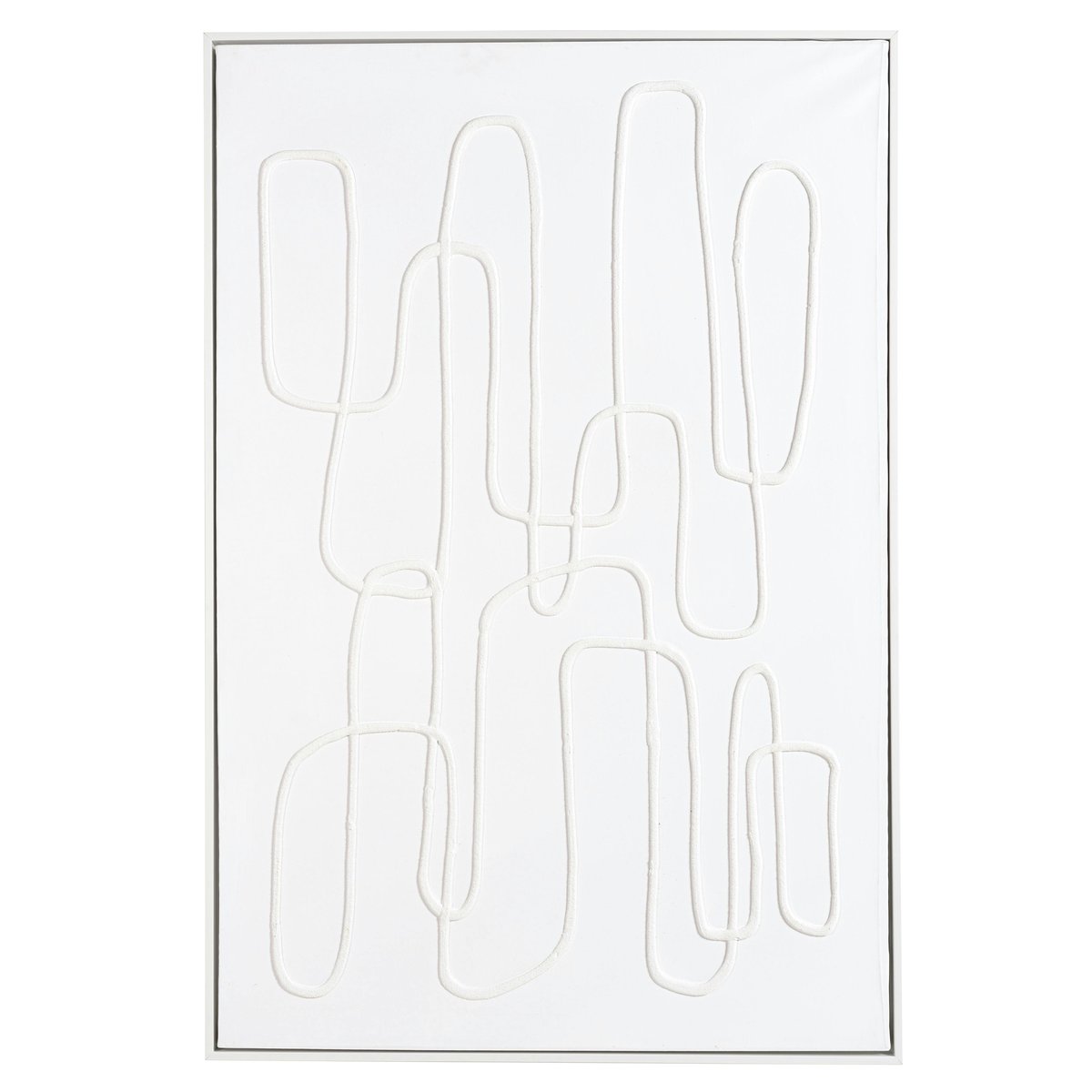Tableau blanc lignes abstraites peinture au sable 83 x 123 cm blanc - lignes, PIER IMPORT
