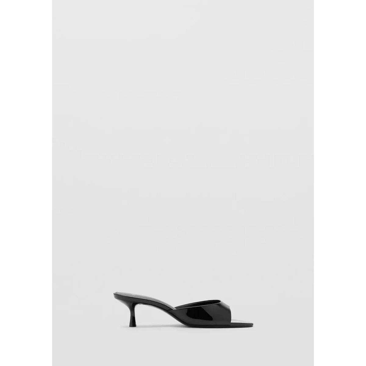 Sandales lanière talon kitten heel noir, MANGO