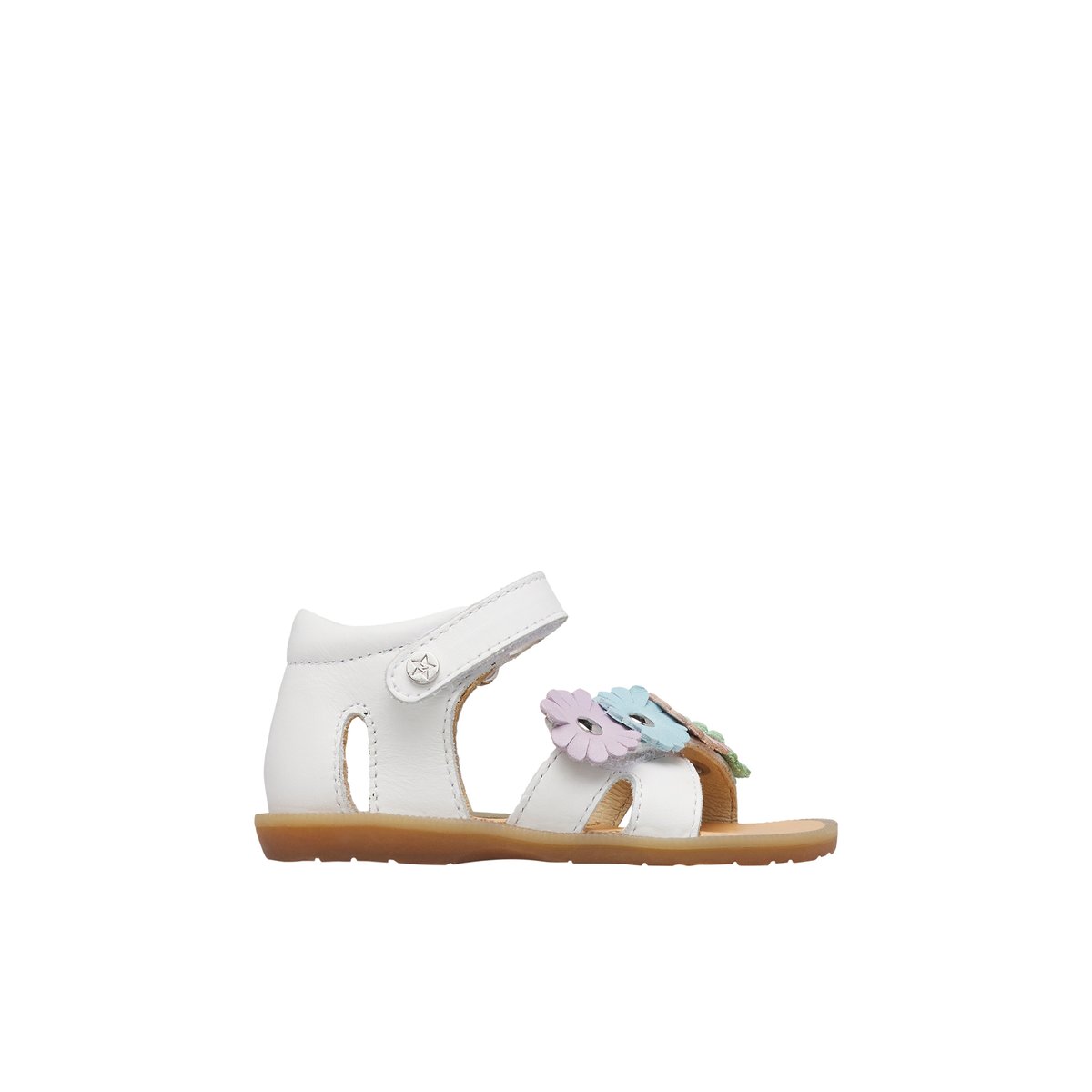 Sandales en cuir TAZOA blanc-multicolore, NATURINO