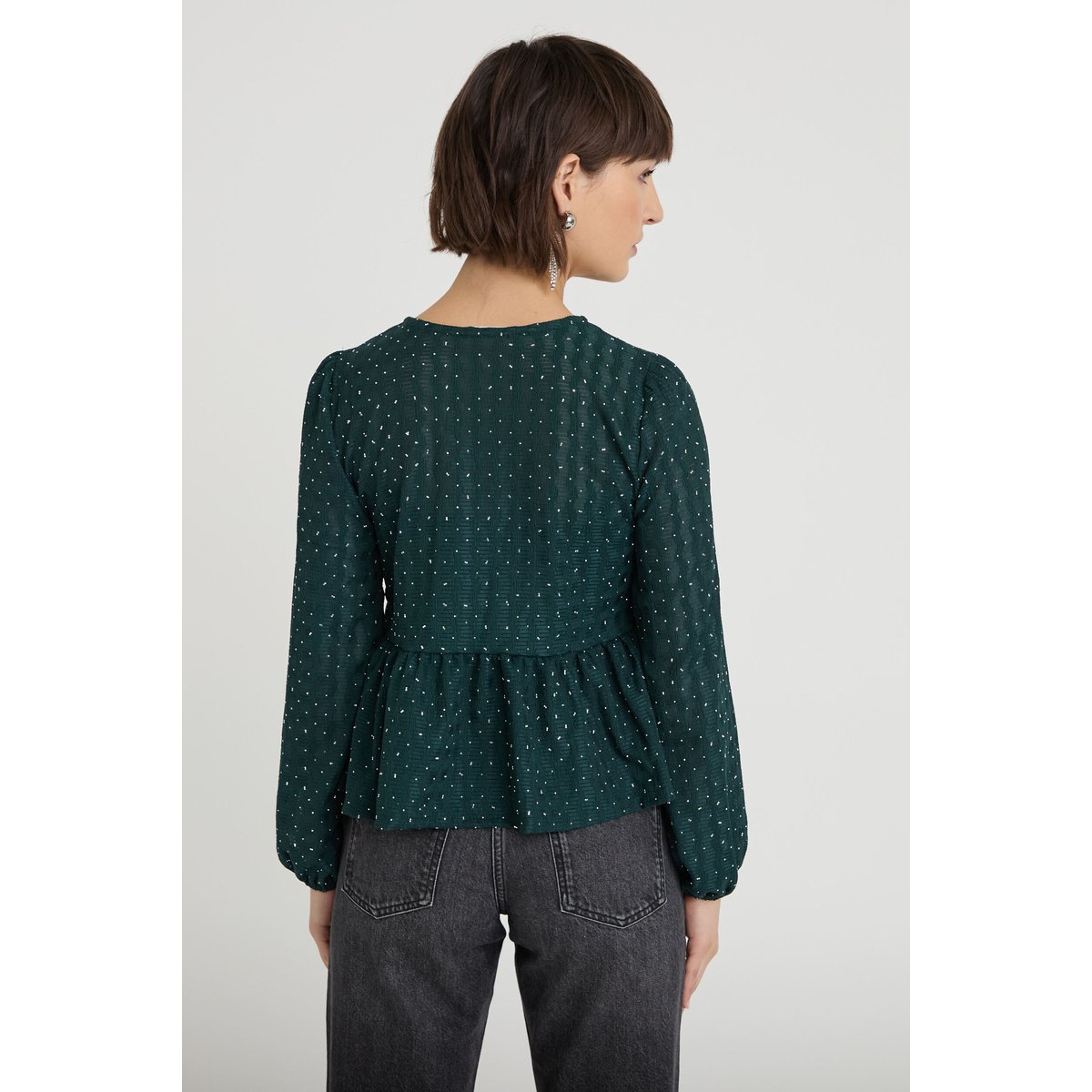 Blouse nouée strass vert foncé, CACHE CACHE