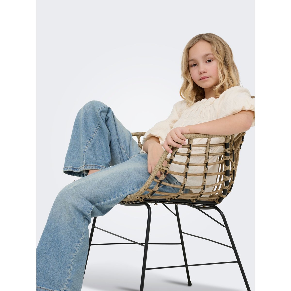 Jean À Jambe Large light blue denim, KIDS ONLY