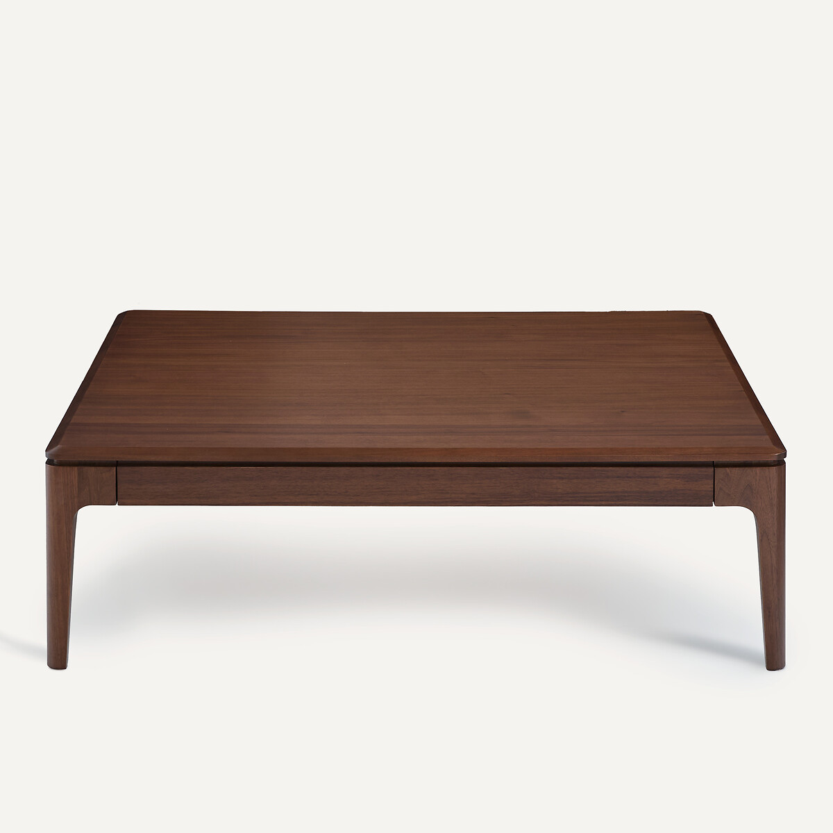 Mesa de centro cuadrada, de nogal macizo y chapado, dos cajones, SANARA nogal, AM.PM
