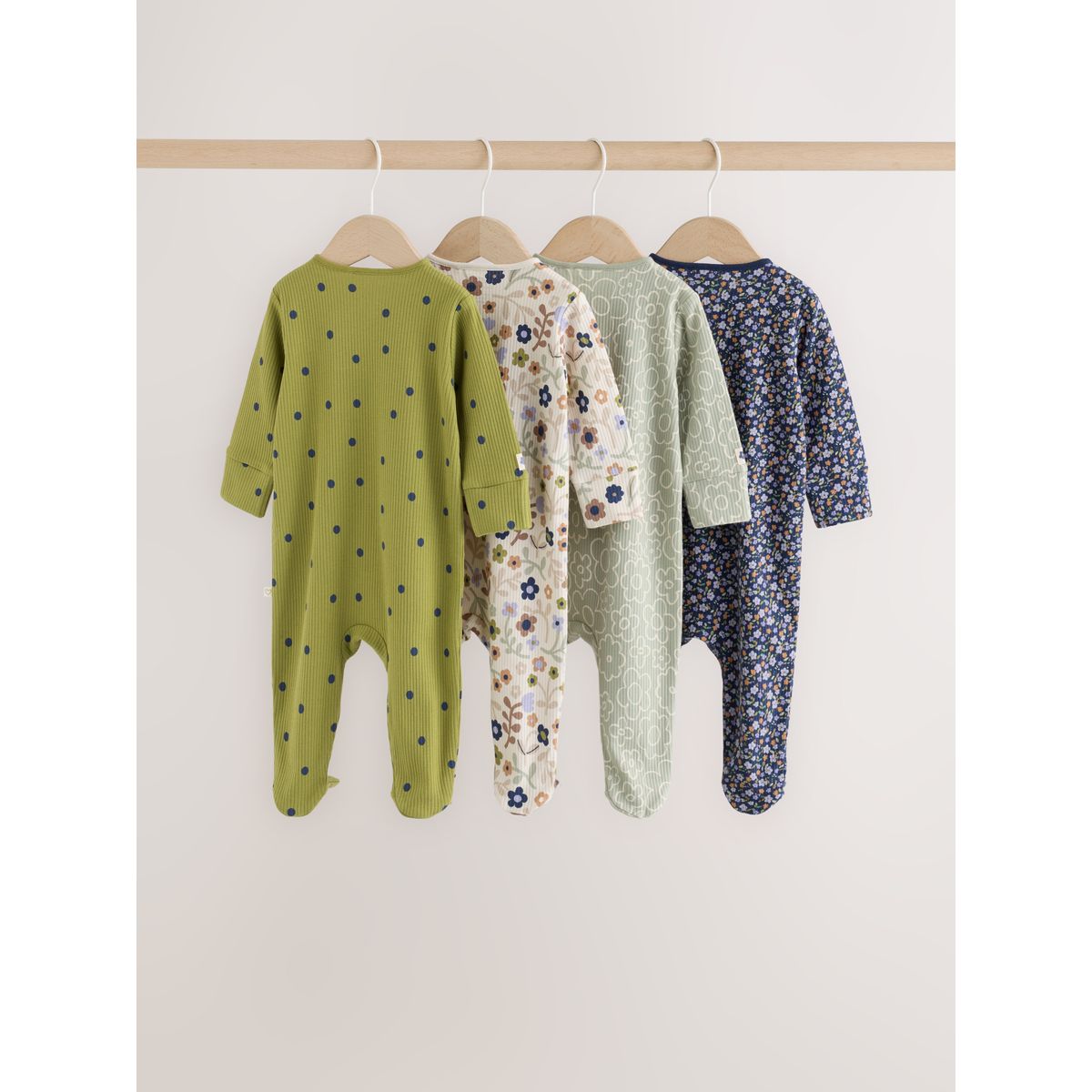 Dors-bien cache-cœur bébé, lot de 4 vert à imprimé fleurs, NEXT