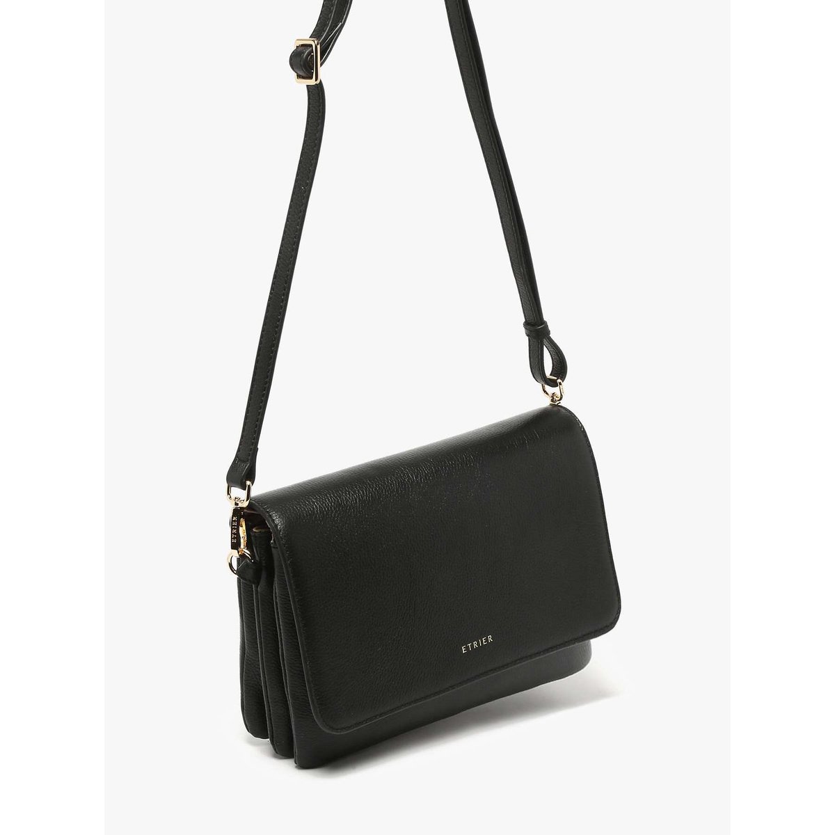 Sac bandoulière M Tradition cuir noir, ETRIER