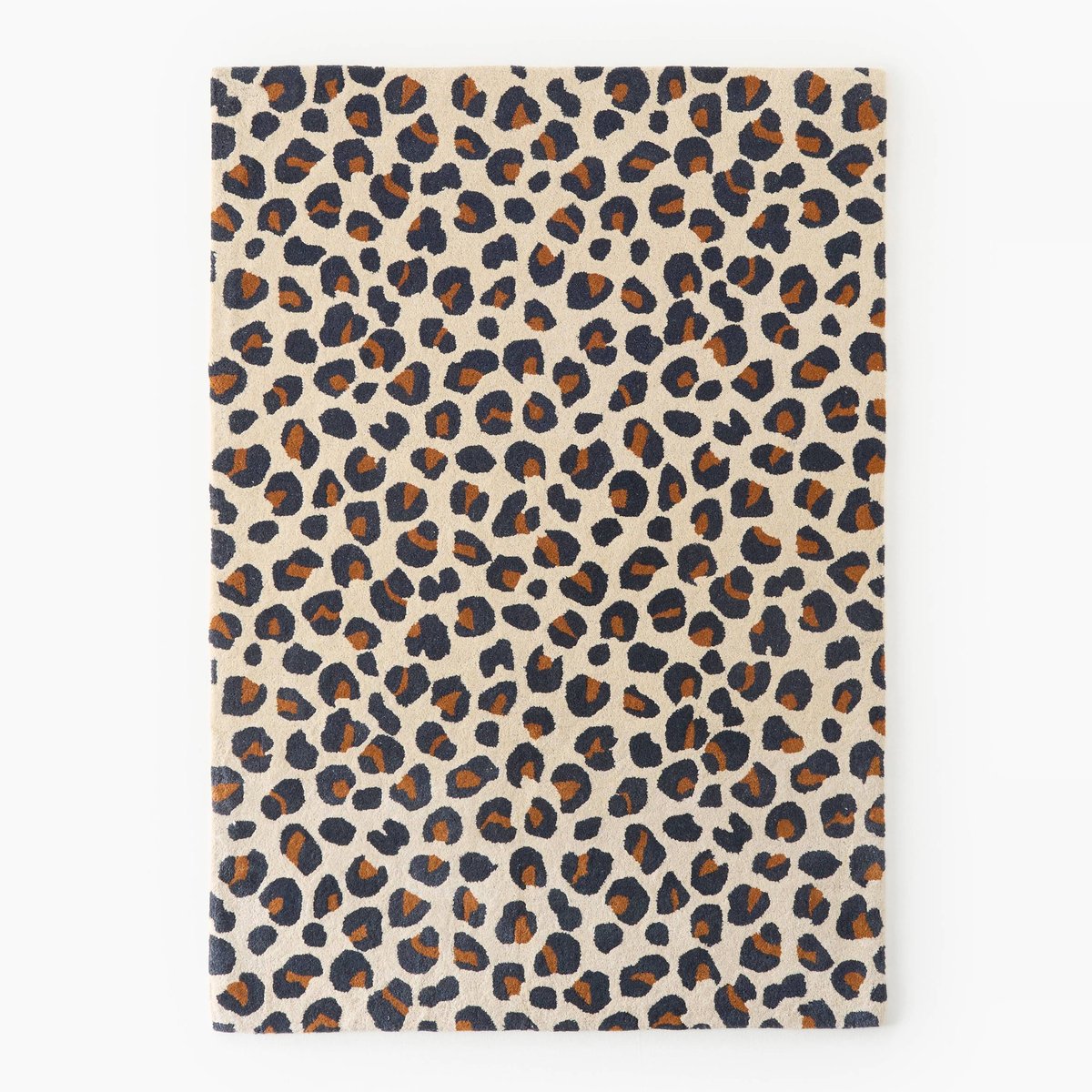 Tapis tufté léopard , 100% laine off white, MONOPRIX