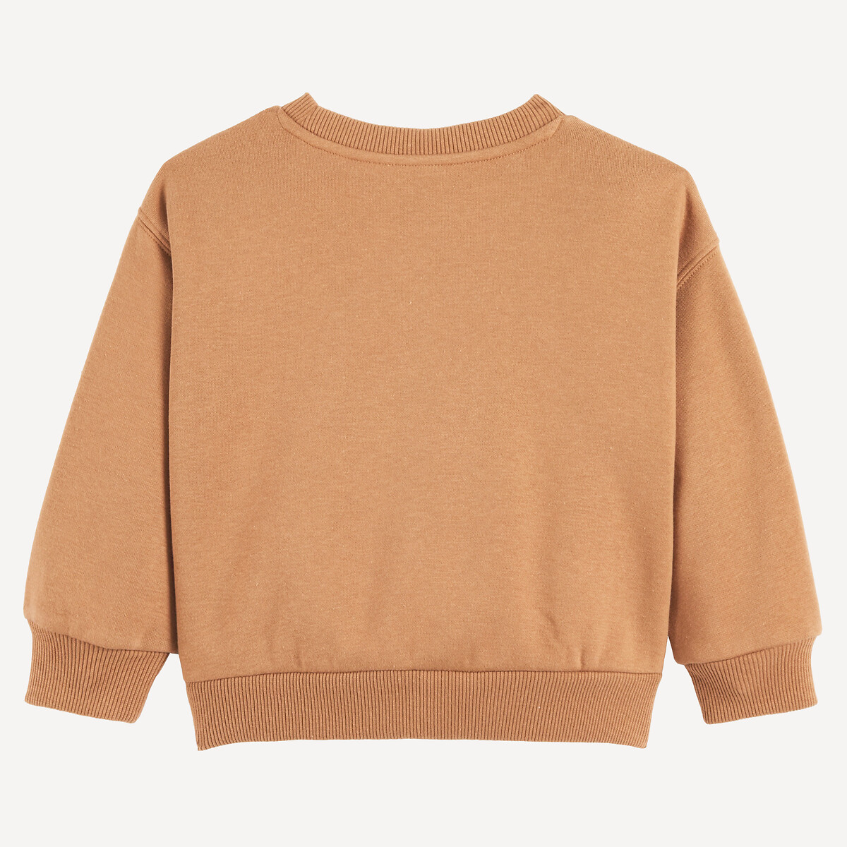 Sweater met ronde hals,  van molton, met kampeermotief camel, LA REDOUTE COLLECTIONS