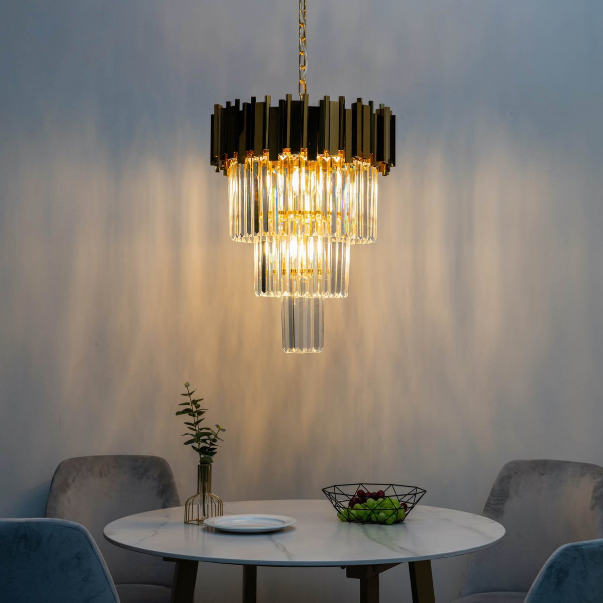 Suspension en cristal et métal - FRANCESCA doré / laiton, KOSILUM