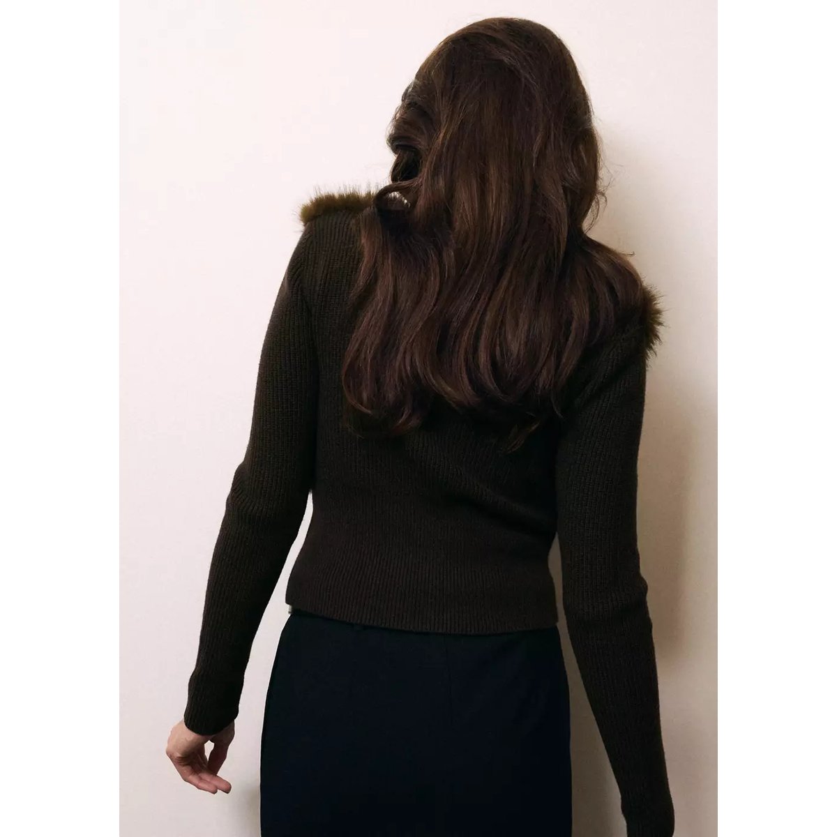 Veste imitation fourrure chocolat, MANGO