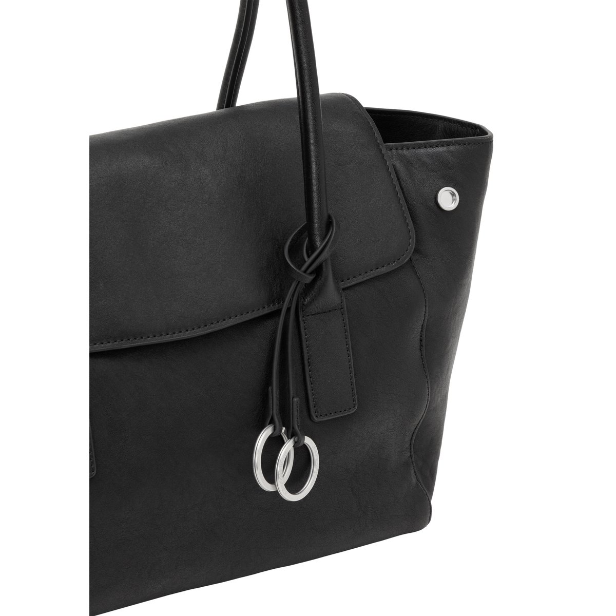 Sac cabas modèle Gaby, grand format en cuir de vachette de qualité supérieure noir, MARC O'POLO