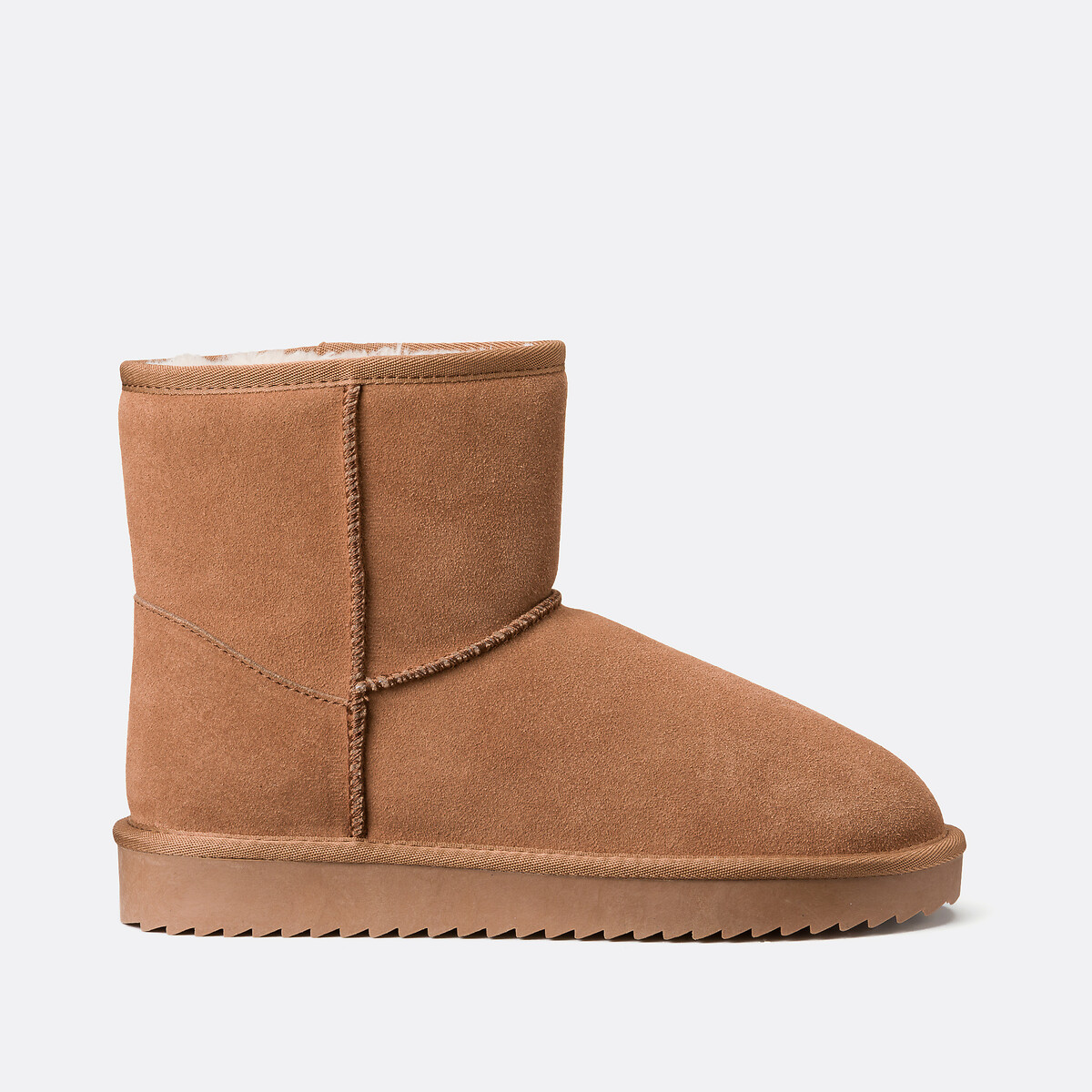 Boots fourrées en cuir camel, LA REDOUTE COLLECTIONS