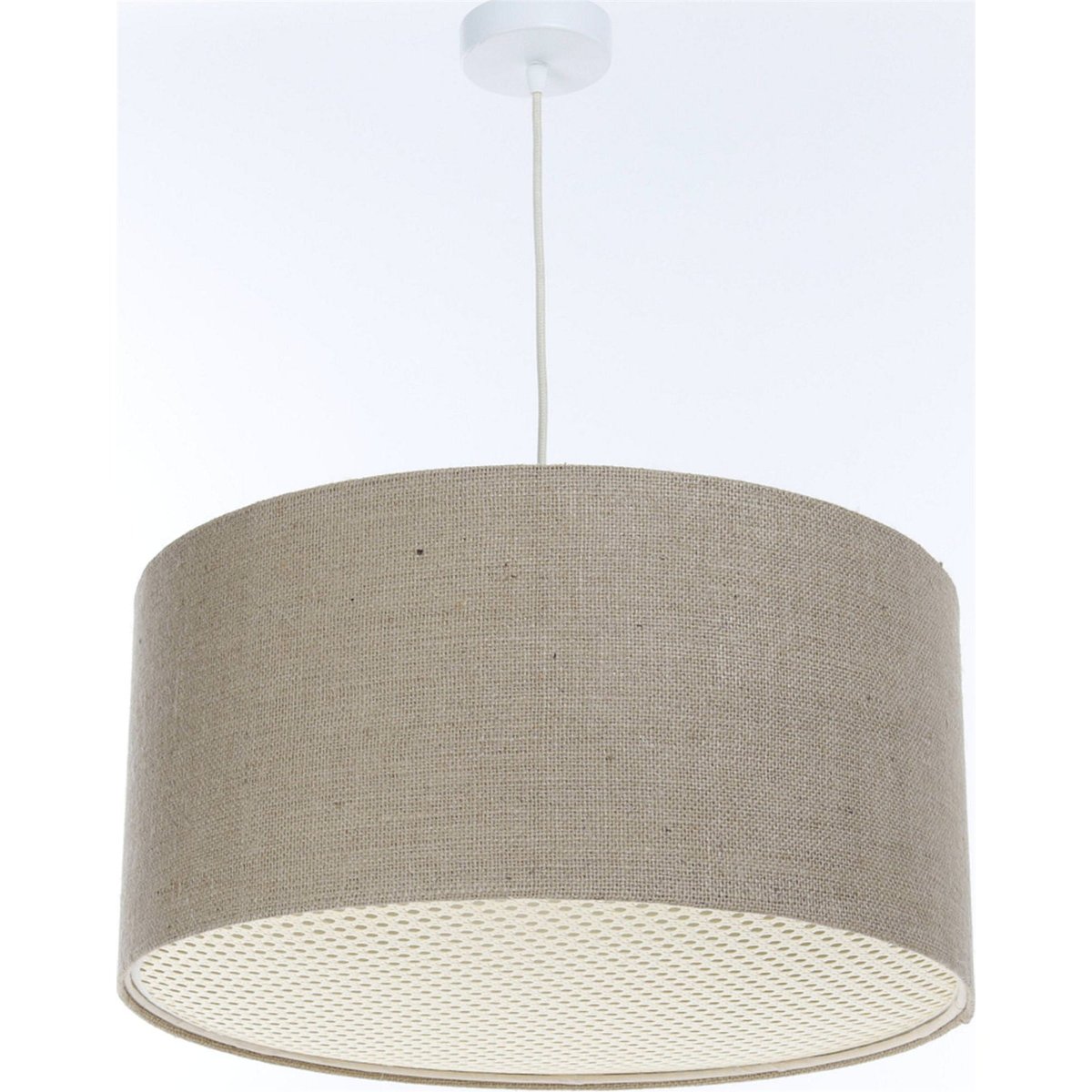 Suspension en lin rond Boho Elegant beige chanvre naturel avec rotin brun, BPS KONCEPT
