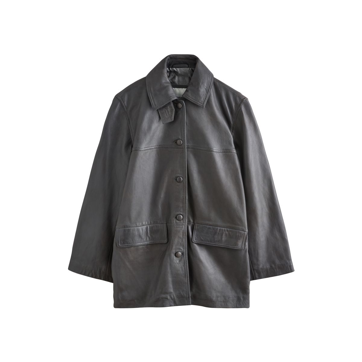Veste utilitaire en cuir gris anthracite, NEXT