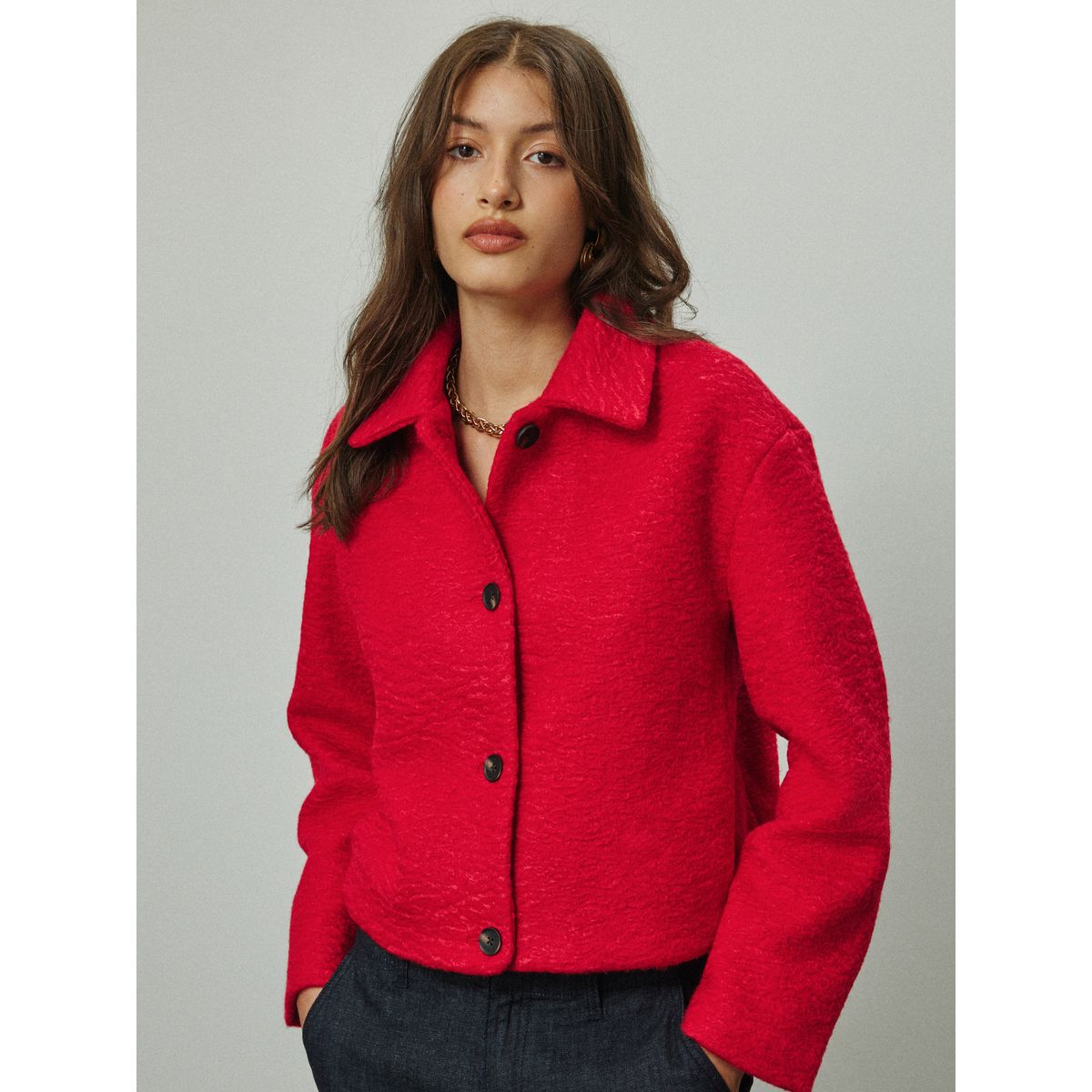 Blouson aviateur style cardigan rouge, NEXT