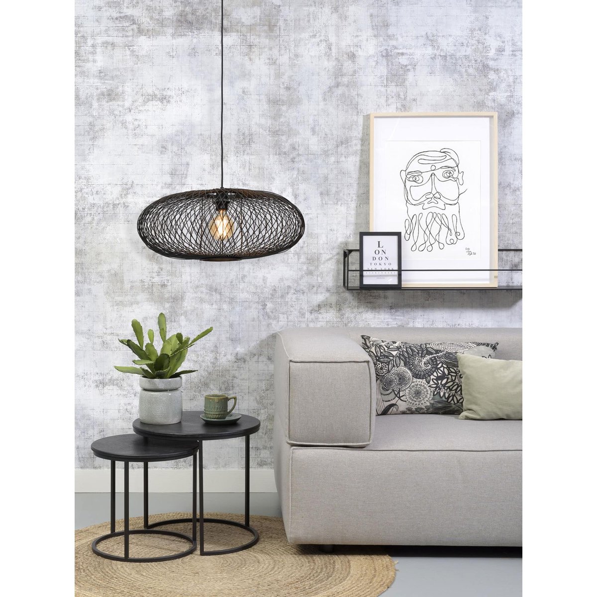 Lampe Suspendue Bambou CANGO noir, GOOD & MOJO