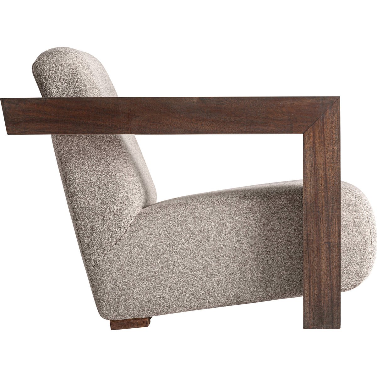 Fauteuil contemporain en bois massif crème et bois brun, RECOLLECTION