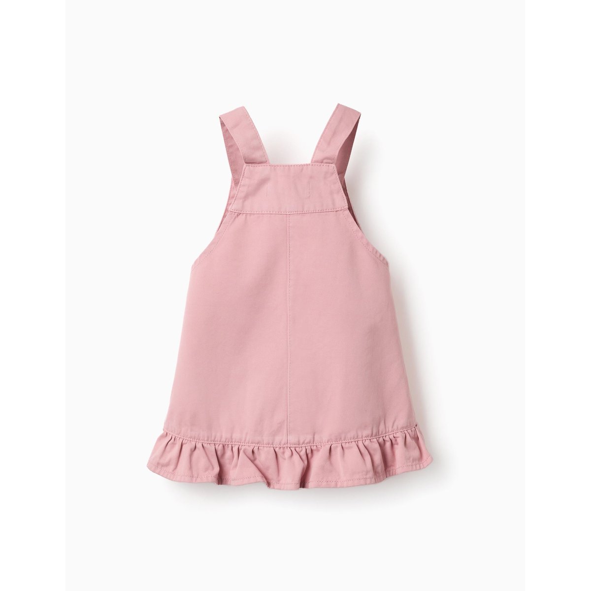 Robe salopette en sergé avec ourlet à volants rose clair, ZIPPY