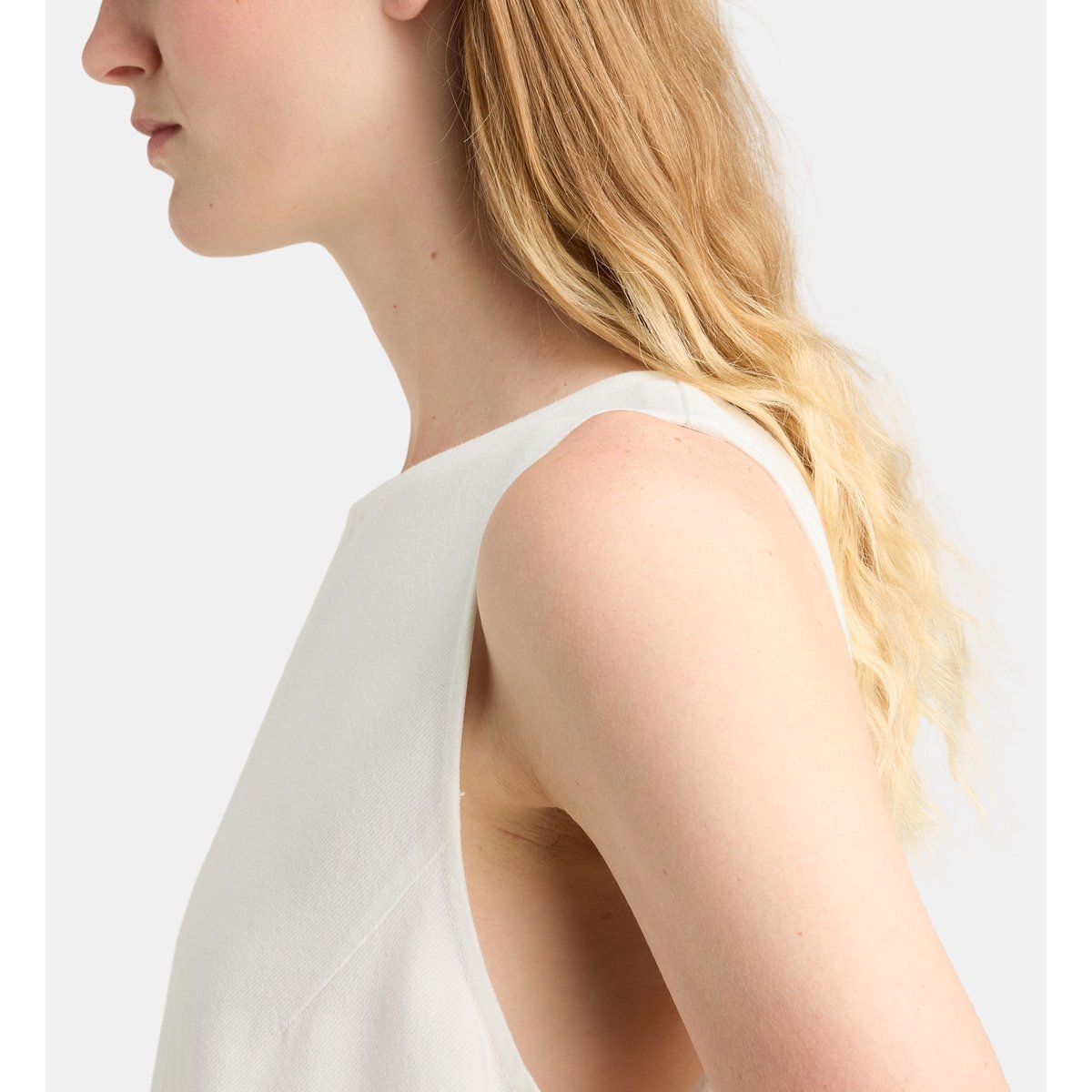 Robe denim courte corfou sans manches écru, GALERIES LAFAYETTE