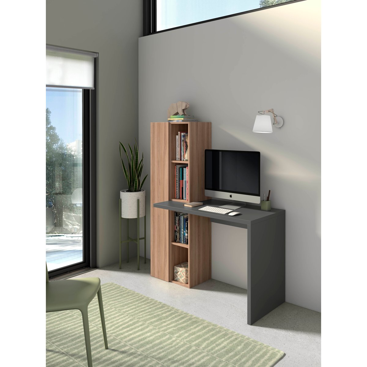 Bureau en placard, LONDRES graphite-noyer, HERDASA
