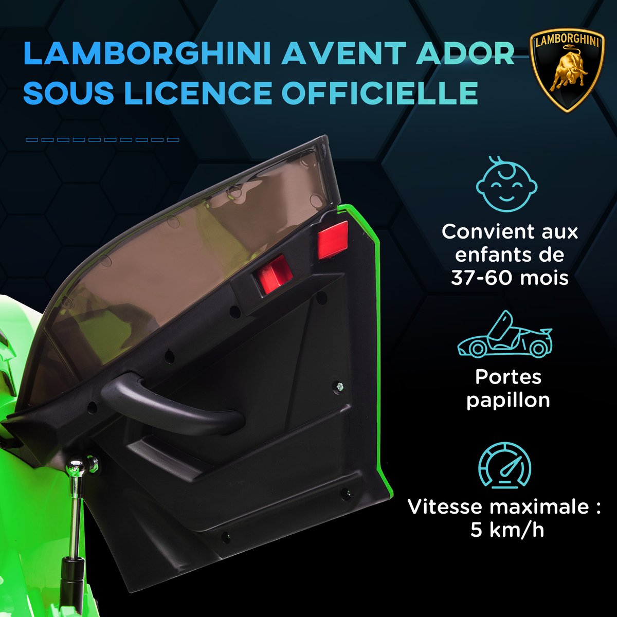 Voiture électrique à conducteur assis PP vert, HOMCOM