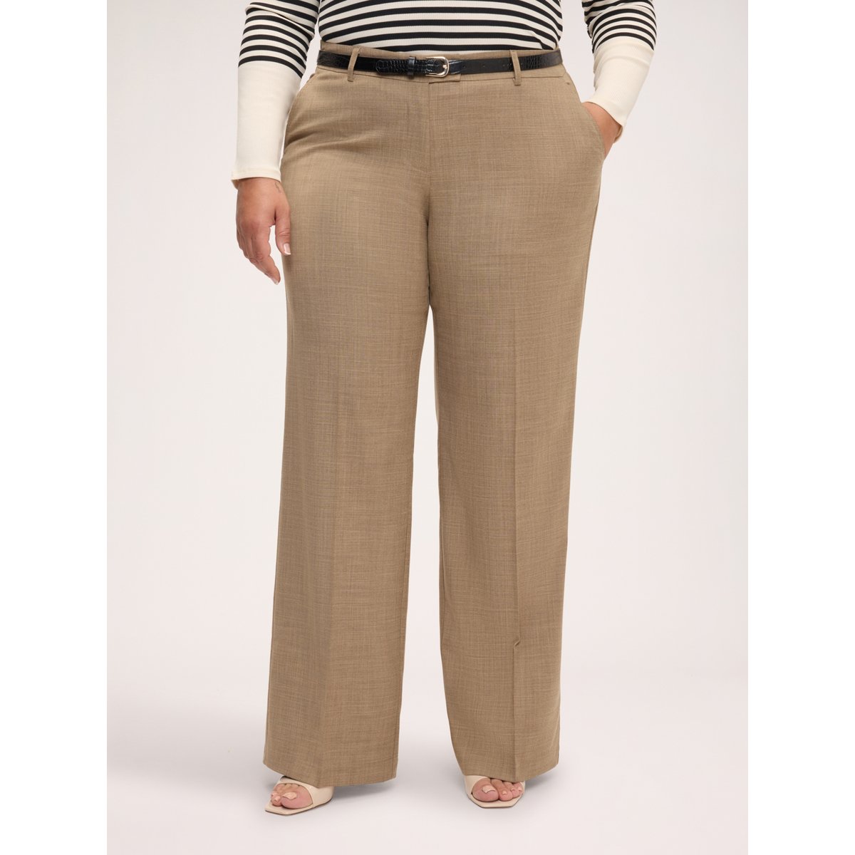 Pantalon Wide Leg avec ceinture beige, FIORELLA RUBINO