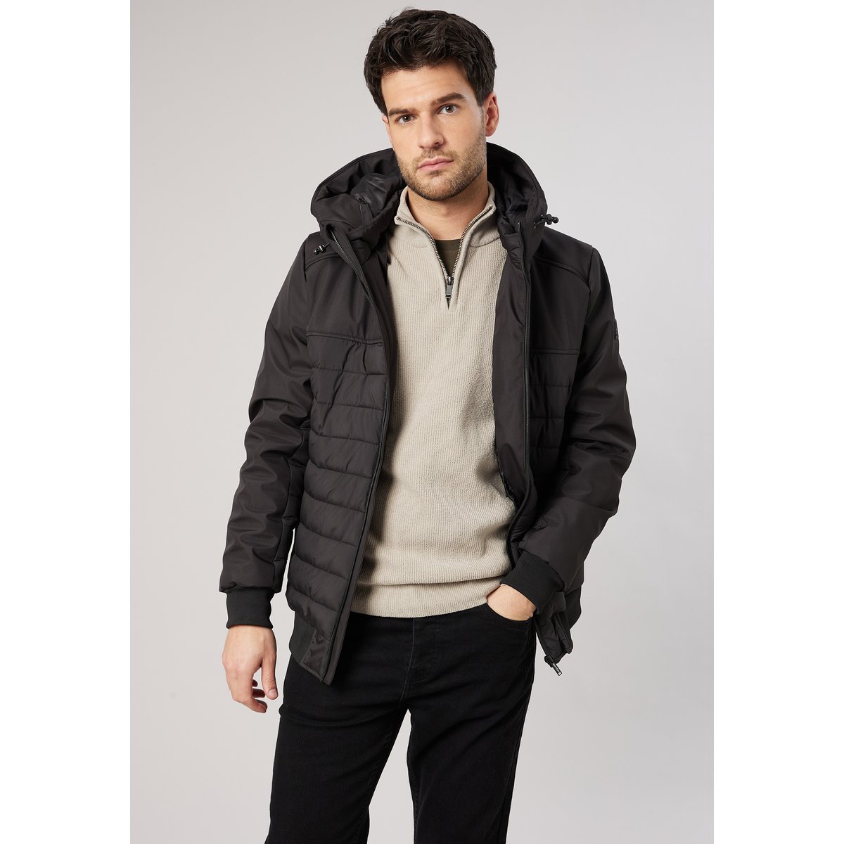 Blouson noir regular homme MEMENTO noir, DEELUXE