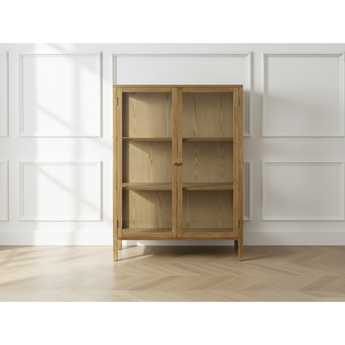 Buffet en placage portes 90 cm, CARMEN marron clair, BOBOCHIC