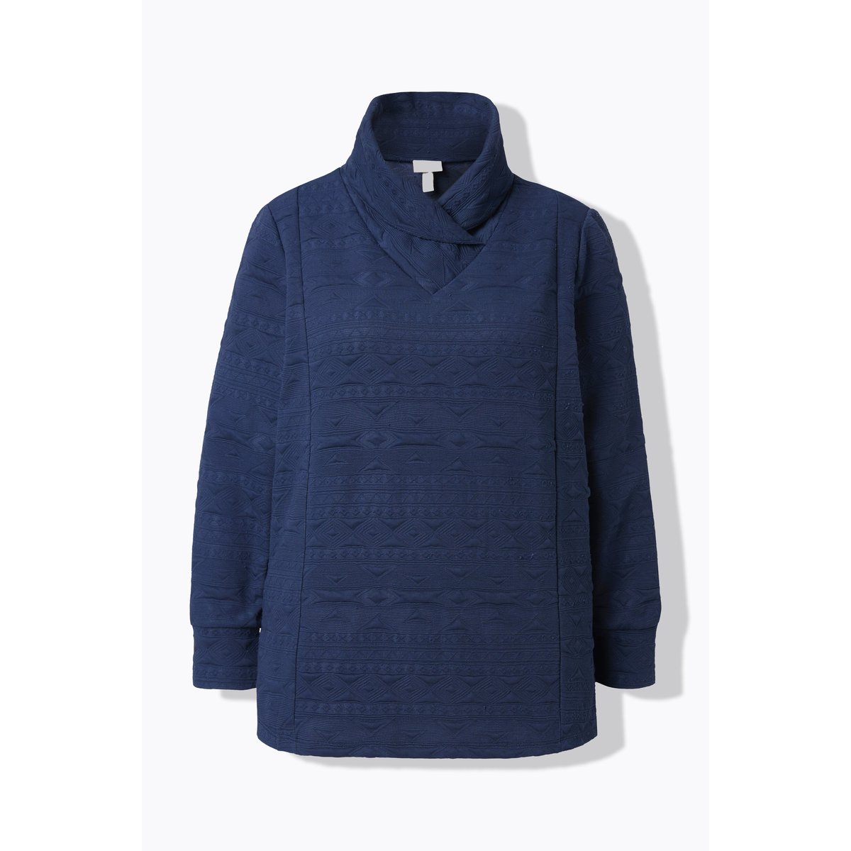 Sweat-shirt à col châle, manches longues bleu marine, ULLA POPKEN