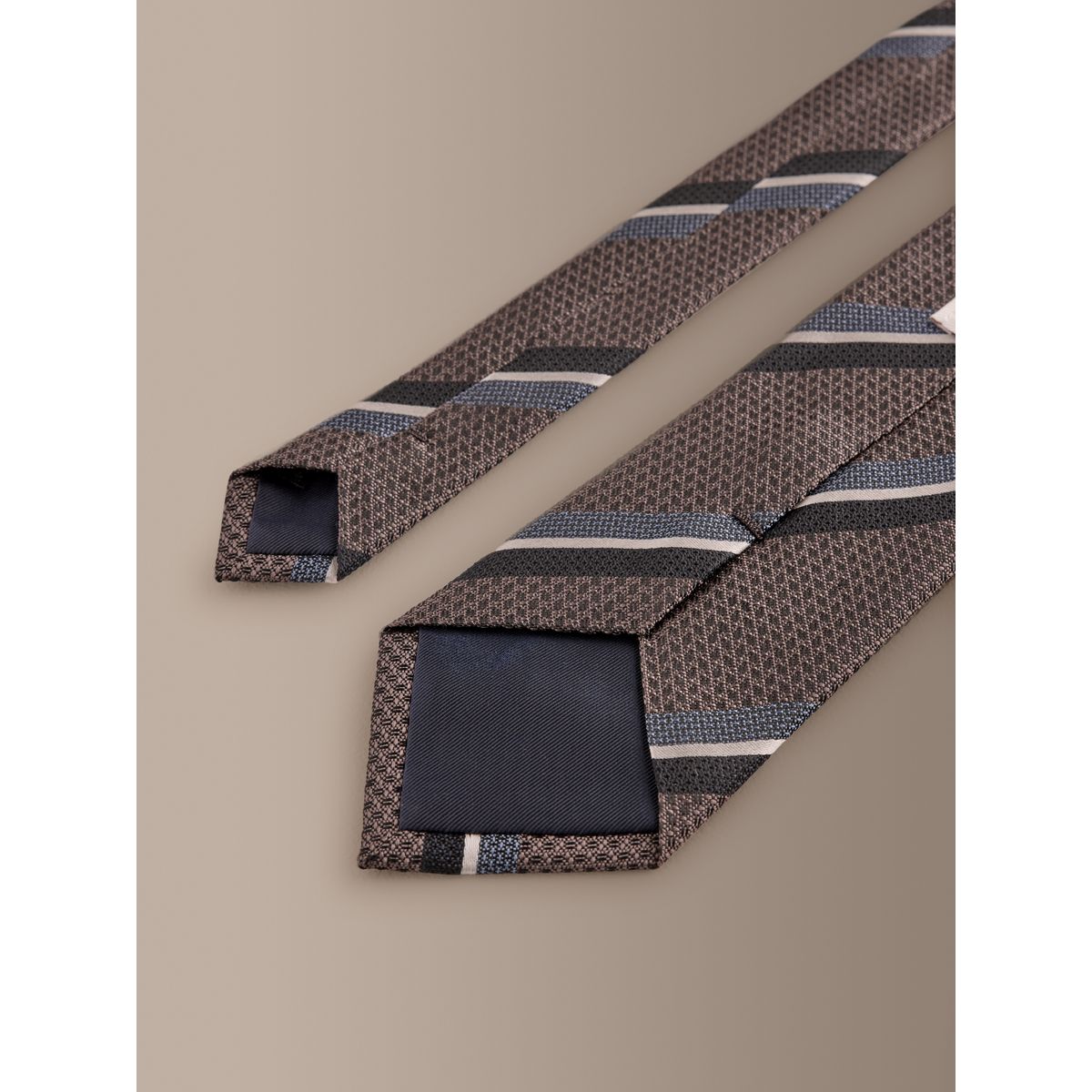 Cravate rayée signature marron, NEXT