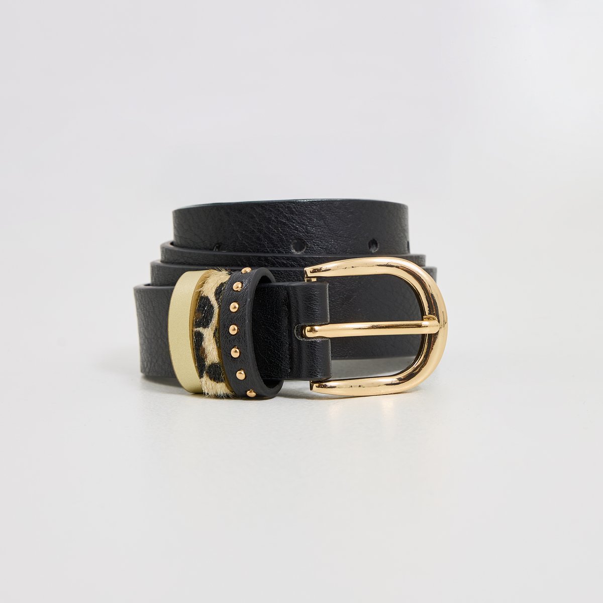 Ceinture unie boucle fantaisie noir, GRAIN DE MALICE