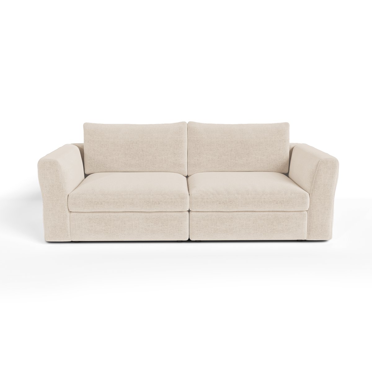 Canapé modulable 3 places en tissu tramé toucher doux NEST crème, SIA HOME